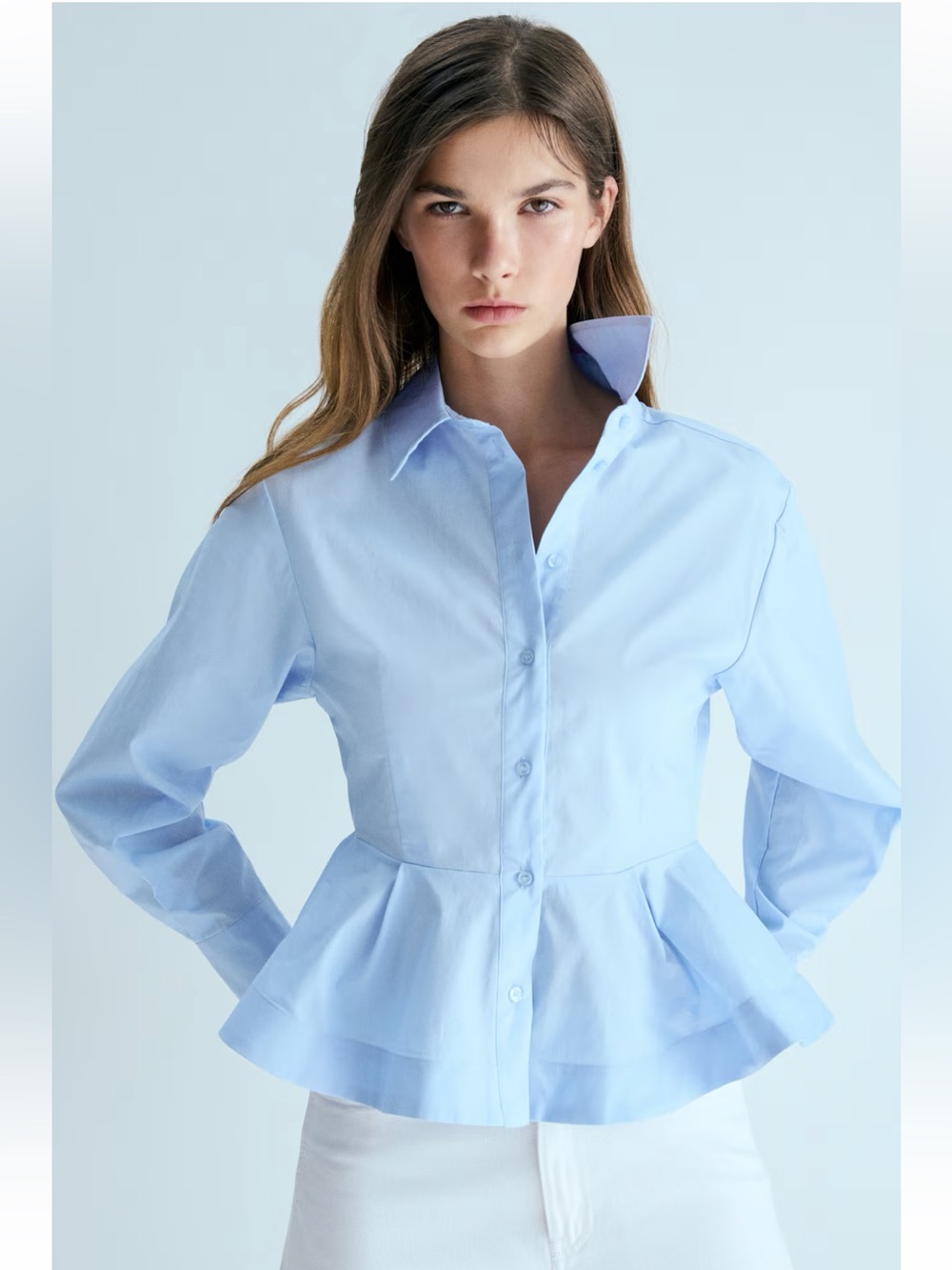 H&M POPLIN PEPLUM SHIRT